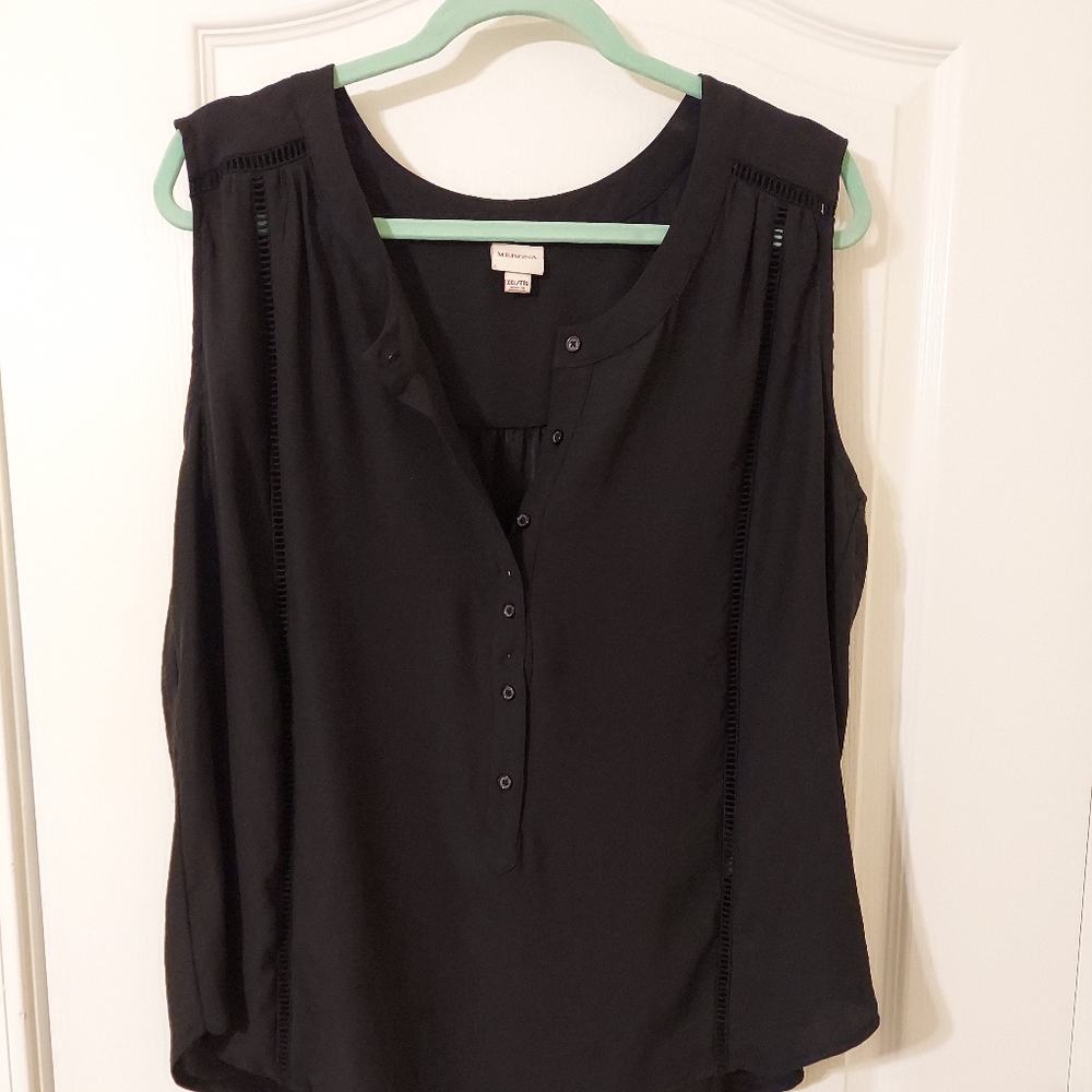 Black sleeveless blouse